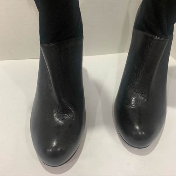 RACHEL ZOE size 11 mid calf height black leather and suede boot buckle detail - Picture 2 of 16